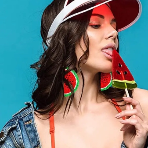 🔥 RESTOCKED! 🔥 Watermelon Earrings Fruit Seed Bead Dangle - Picture 5 of 7